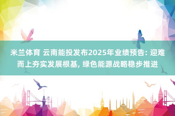 米兰体育 云南能投发布2025年业绩预告: 迎难而上夯实发展根基， 绿色能源战略稳步推进